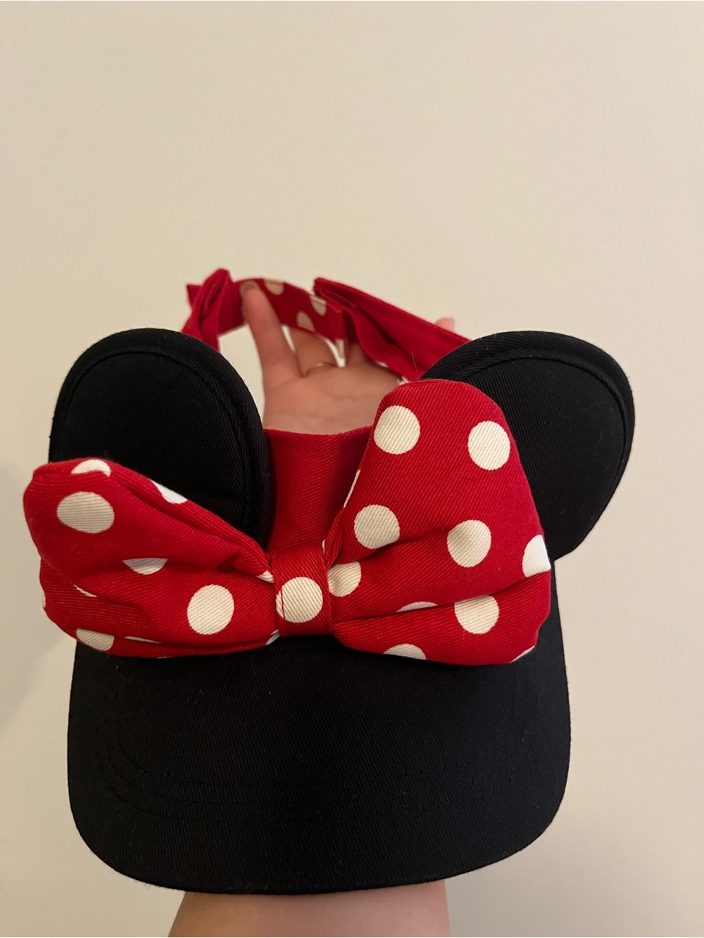Disney Black Visor with Red Polka Dot Bow and Ears